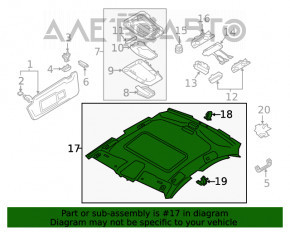 Обшивка потолка Audi A4 B9 17- черная, под люк, заломаны углы