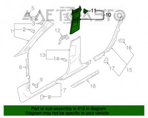 Capacul stâlpului central, curea superioară stânga Audi A4 B9 17- negru, zgârietură, lovitură