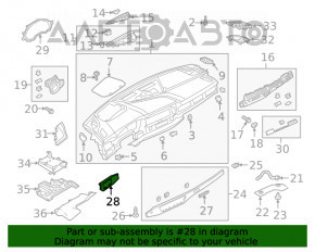 Накладка передней панели левая Audi A4 B9 17- серая, царапины, сломаны крепления