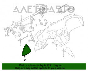 Capacul panoului frontal lateral stânga Infiniti Q50 14-17 negru