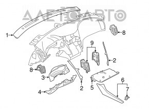 Conducta de aerisire a panoului frontal central stânga Infiniti Q50 14-