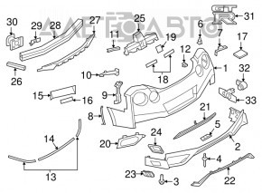 Clip de fixare bara spate pentru Infiniti Q50 14 - nou original OEM