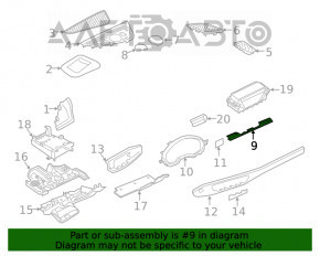 Capacul panoului frontal central Audi A4 B9 17- negru, zgârietură