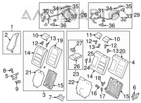 Spătarul scaunului din spate stânga Mazda 6 13-21 piele neagră.