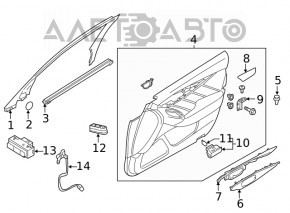 Controlul geamului electric din față stânga Infiniti Q50 14- grafit cu crom, 4 auto, defect de plastic