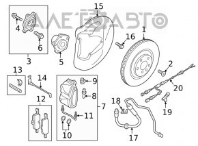 Furtun de frână față dreapta Audi A4 B9 17- pentru disc de 338 mm.