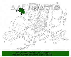 Pernele de cap față stânga Infiniti Q50 14- piele neagră