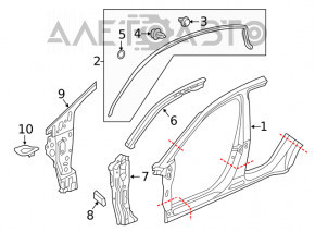 Bara caroseriei centrală dreapta pentru Honda HR-V 16-22 a fost tăiată, tija