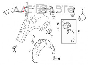 Aripa spate dreapta Honda Accord 13-17 albă, tăietură