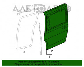 Ușa goală din spate dreapta a Dodge Grand Caravan 11-20.