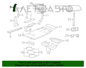 Capacul stâlpului central, curea superioară dreapta Dodge Grand Caravan 11-20 gri, uzată.