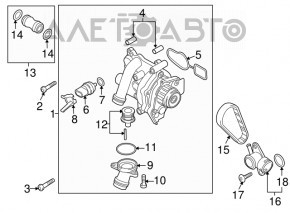 Corpul termostatului VW Tiguan 09-17 nou, neoriginal