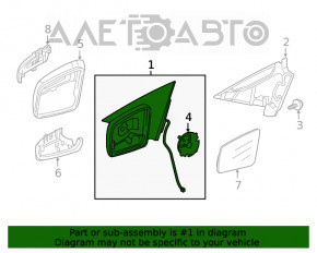 Зеркало боковое левое Mercedes CLA 14-19 13 пинов9+4, автозатем, поворот, подогр, графит 787