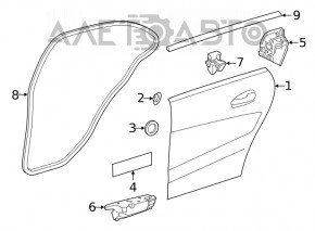 Ușa din spate stânga asamblată Mercedes CLA 14-19 keyless, grafit 787, cu difuzor (Harman/Kardon), zdrobită, lovituri