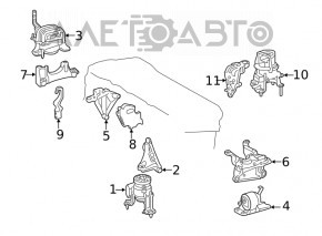 Suportul de montare a suportului motorului Toyota Rav4 19- 2.5