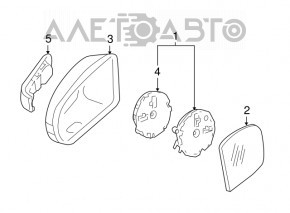 Зеркало боковое левое Mercedes W164 ML 16 пинов, поворотник, белое