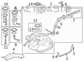 Rezervorul de combustibil al modelului Honda Accord 18-22 2.0 hybrid cu gâtul de umplere