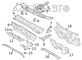 Grila stergatoarelor din plastic dreapta VW Jetta 19- nou OEM original