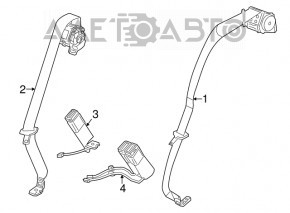 Ремень безопасности задний правый Chevrolet Volt 16- черный