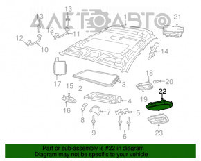 Plafonul de iluminare frontal pentru Jeep Compass 11-16, gri, sub geamul de vizualizare