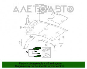 Plafonul de iluminare frontal pentru Chrysler 200 11-14 sub geam negru.