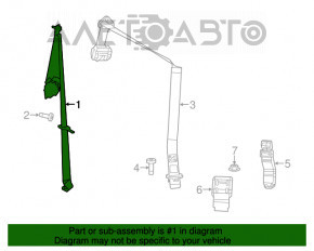 Ремень безопасности задний правый Jeep Compass 11-16 черн