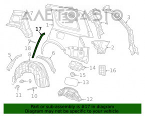 Уплотнитель арки крыла задний правый Jeep Grand Cherokee WK2 11-21 на кузове