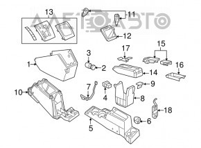 Consola centrală cu cotieră și suporturi pentru pahare pentru Jeep Patriot 11-17, din plastic, de culoare neagră