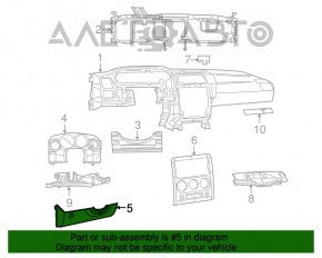 Capacul genunchiului șoferului Dodge Challenger 09-14, negru, post-restilizare