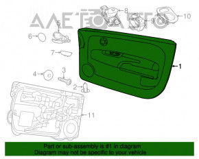 Capacul ușii, cartela frontală stânga Fiat 500 12-17 negru