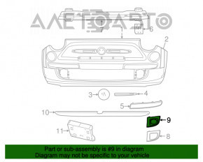 Обрамление птф правое Fiat 500 12-17 Sport