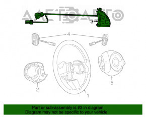 Butonul de control al tempomatului de pe volanul Fiat 500 12-16