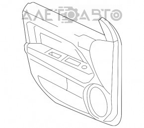 Capacul ușii față stânga Jeep Compass 11-16, negru cu inserție neagră din piele, cotieră din piele, cusătură albă, zgârieturi.