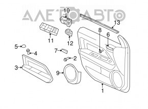 Capacul ușii, cartela din față dreapta Jeep Patriot 11-17, negru