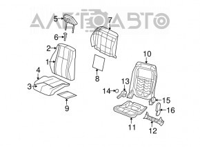 Scaun de pasager Jeep Patriot 11-17 fără airbag, manual, material textil negru