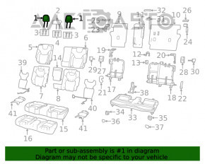 Suport pentru cap spate stânga Jeep Cherokee KL 14- material textil negru