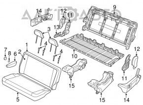 Rândul din spate al scaunelor, al doilea rând, pentru Dodge Grand Caravan 11-20, material textil, gri, pentru curățare