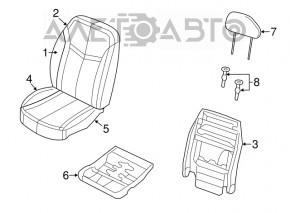 Scaun de pasager Chrysler 200 11-14 fără airbag, piele neagră