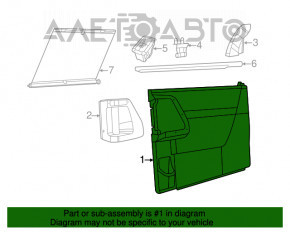 Capacul ușii cardului din spate dreapta pentru Dodge Grand Caravan 11-20, gri cu inserție neagră, crăpat, presat.