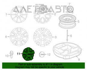 Capac central pe jantă pentru Jeep Cherokee KL 14-