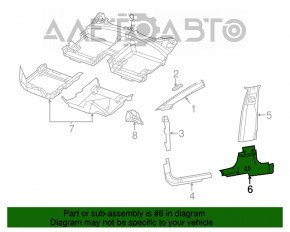 Capacul stâlpului central, partea de jos, stânga, Chrysler 200 15-17, negru