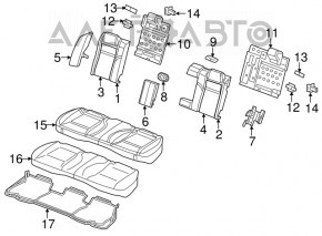 Rândul din spate al scaunelor, al doilea rând Chrysler 300 12-14, piele neagră