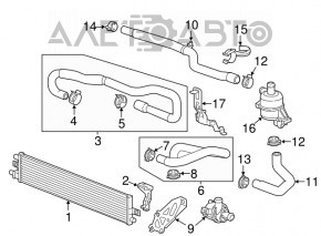 Furtunul de răcire a radiatorului invertorului stâng pentru Chevrolet Malibu 13-15 hibrid.