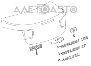 Emblema capacului portbagajului Chevrolet Malibu 13-15