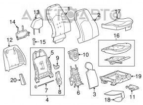 Scaun de pasager Cadillac CTS 14- cu airbag, electric, piele neagră, emblema ruptă