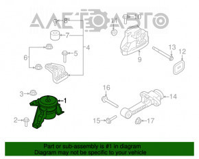 Подушка двигателя правая Hyundai Tucson 16-21 1.6T, 2.0