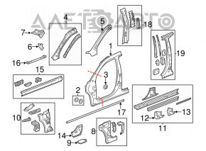 Aripa spate dreapta a un sfert de GMC Terrain 10-17, argintie GWT