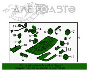 Plafonul de iluminare din față pentru Chevrolet Equinox 10-17 sub trapă, fără ușă electrică pentru portbagaj.