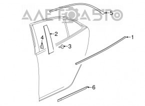 Молдинг дверь-стекло центральный задний правый Chevrolet Malibu 13-15