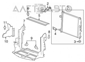 Suport radiator dreapta jos Cadillac CTS 14- bucșă